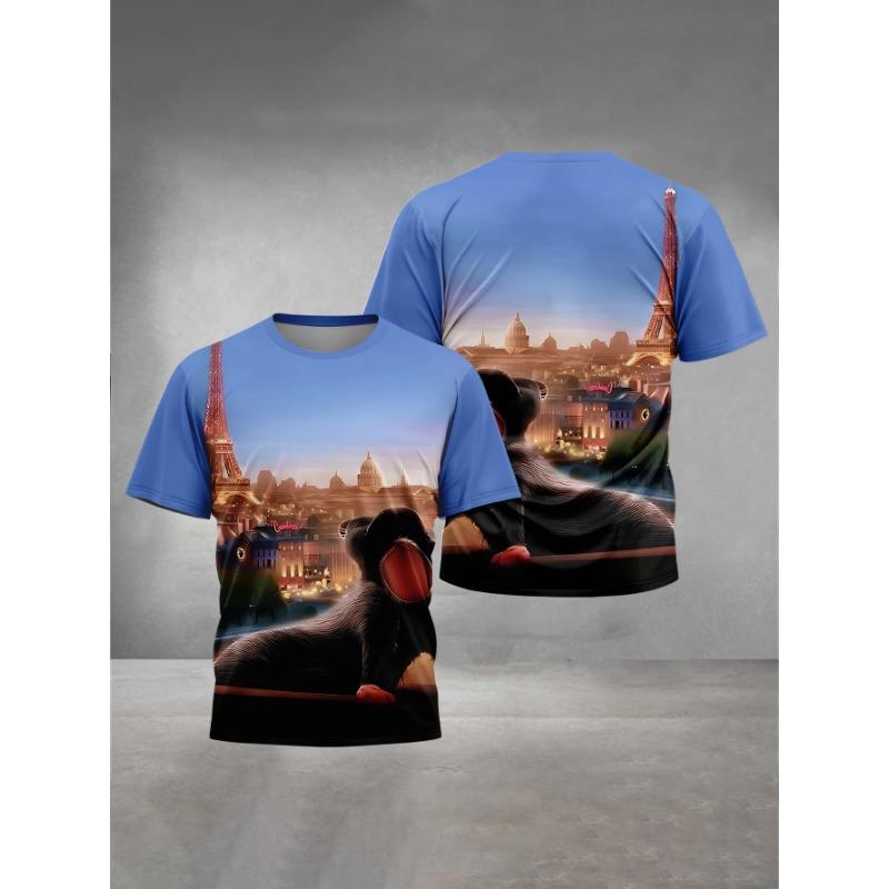 Summer Round Neck Cartoon Hotel Transylvania Pattern 3D Printed Top Fashionable Casual Short Sleeved Children's Boy T-shirts