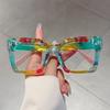 Fashion Colorful Stripe Oversize Glasses Stylish Brand Design Eyewear Personalized Square Decor Chic Frame for Women's