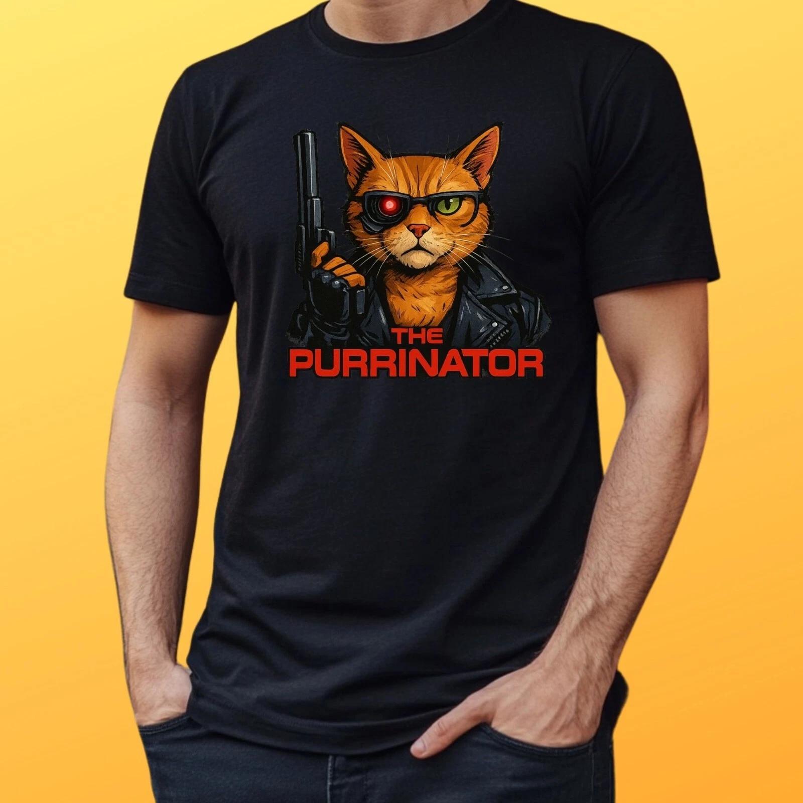T-Shirt Herren Der Purrinator Parodie Motiv Baumwolle Größe S bis 5XL XL
