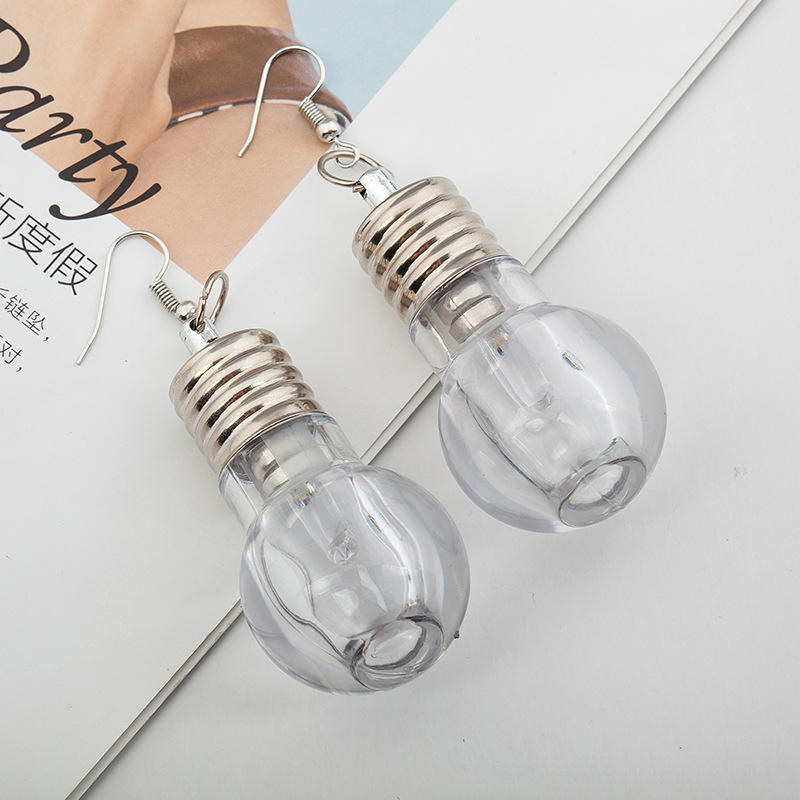 Punk Colorful Light Bulbs Dangle Earrings Women Nightclub Harajuku Funny Luminous Bule Drop Earring Party Fashion Jewelry A764