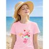 Girls Heart Sundae Ice Cream Print Crewneck Short Sleeve Tee, Soft Breathable Top for School Travel Daily