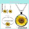 Vintage Sunflower Jewelry Set With Alloy Pendant Chain Earrings For Women