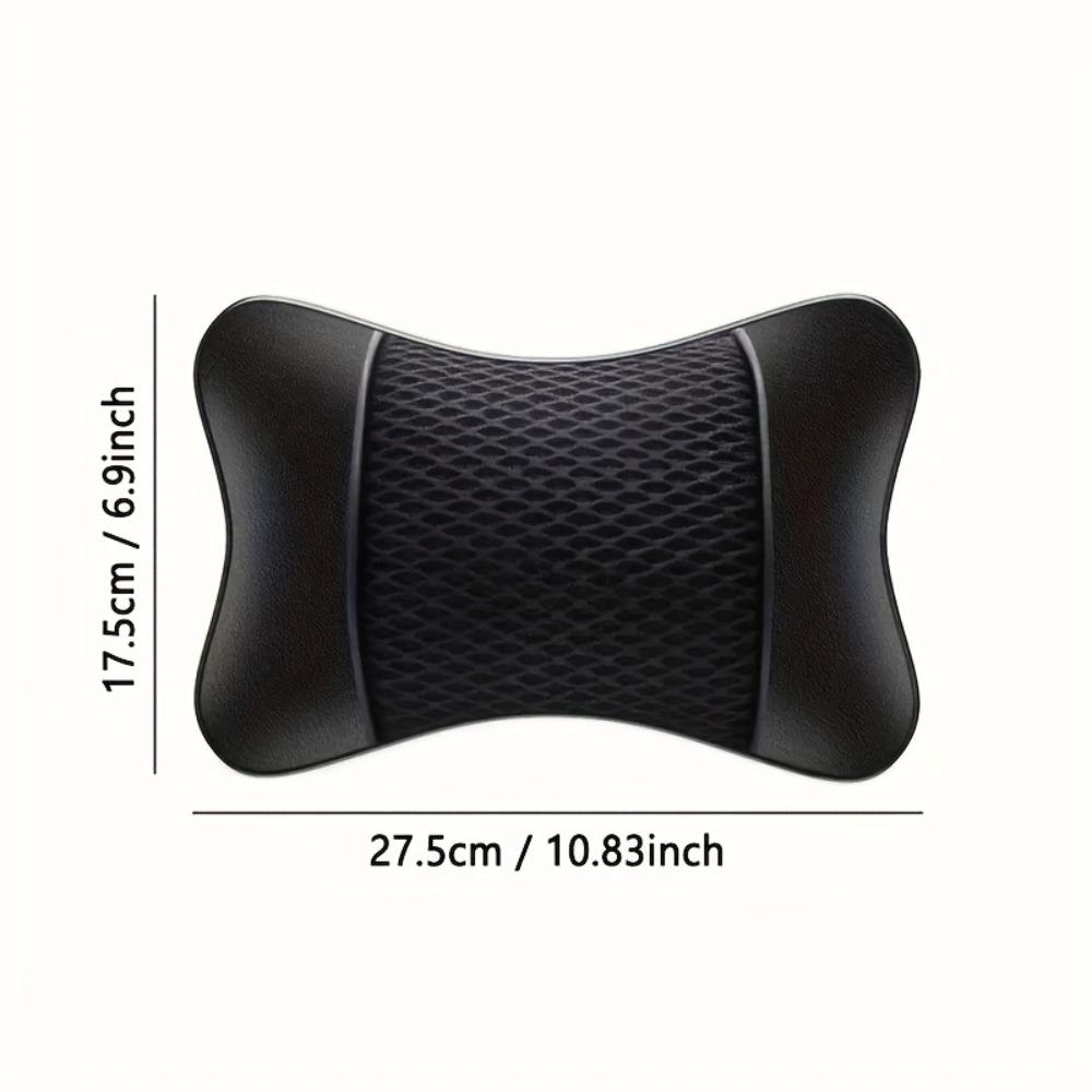 2pcs Mesh Faux Leather Neck Pillow Adjustable Breathable Seat Rest Cushion Car Travel