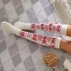 Christmas Festival Patterned Thigh High Socks Womens Winter Fashion Knitted Over Knee Long Stockings Leg Warmers Hosiery