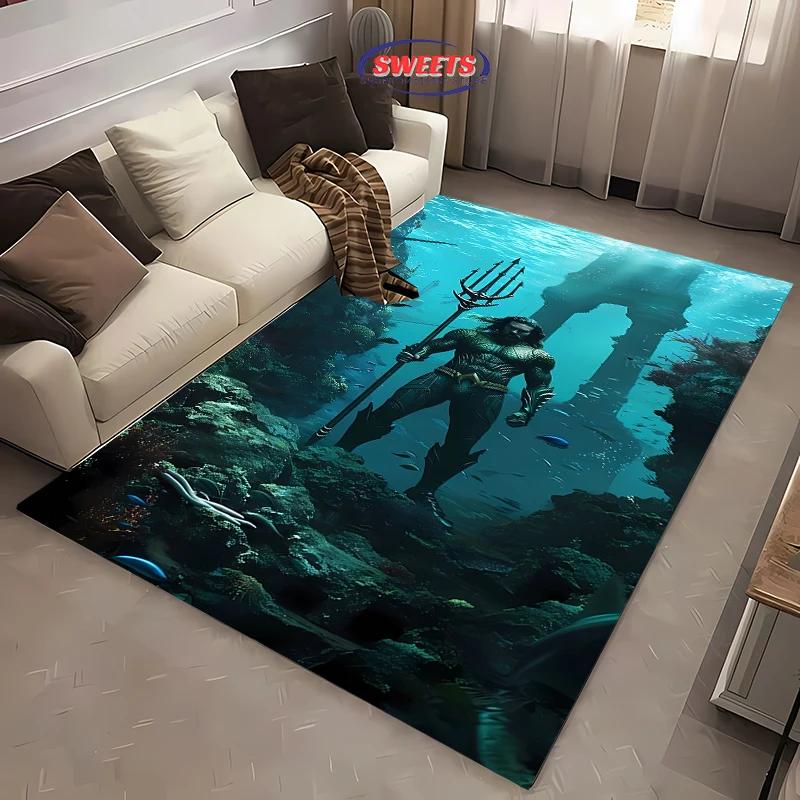New Shelves ! DC Classic Aquaman Carpet, Bedroom Floor Living Room Bed Mat, Non-slip Exquisite Home Decor, Machine Washable Rug