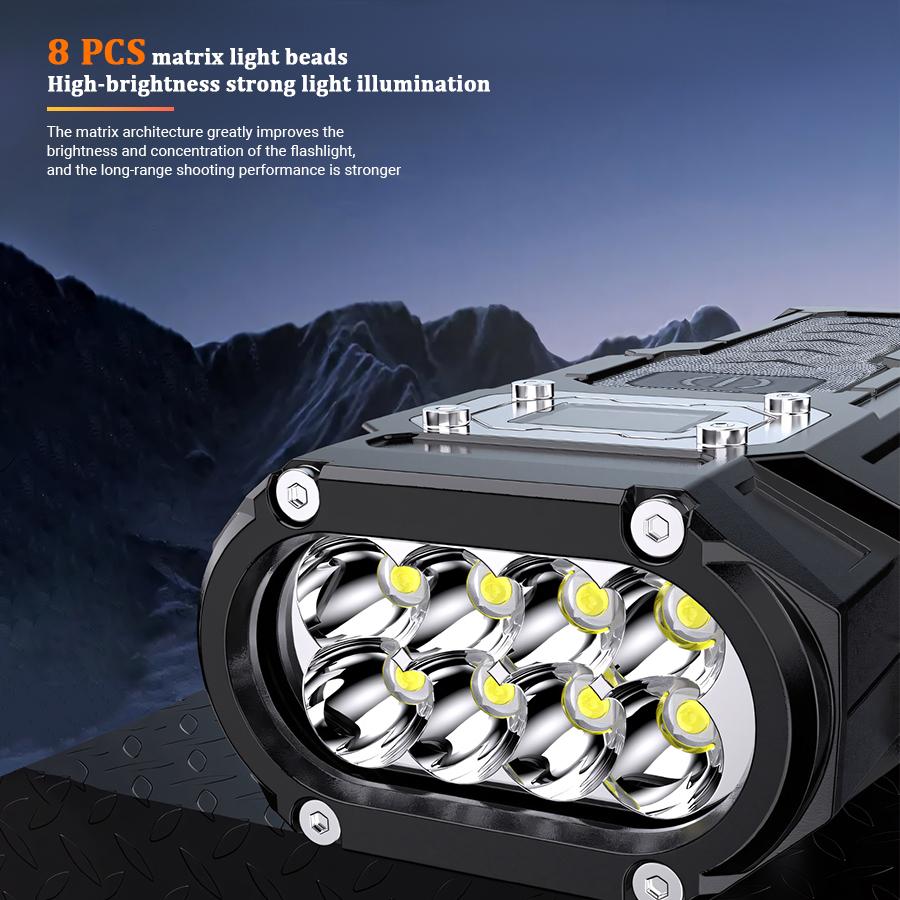 Multifunctional Powerful LED Flashlight Portable Ultra Bright Torch USB Rechargeable Outdoor Emergency Camping Power Bank