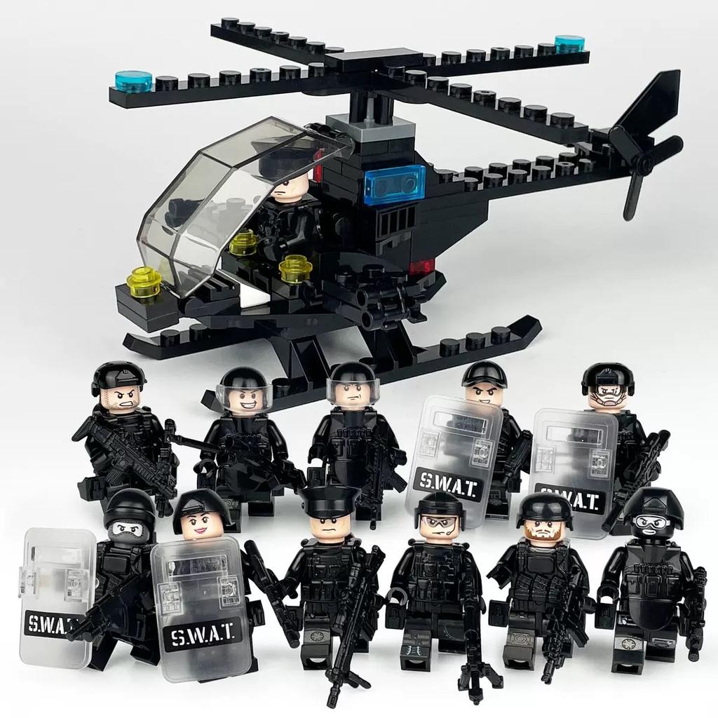 Package M-24 Swat Helicopter Russian Army Gun Weapon Accessories Shield Xiangjiang Small Particles Building Block Toy
