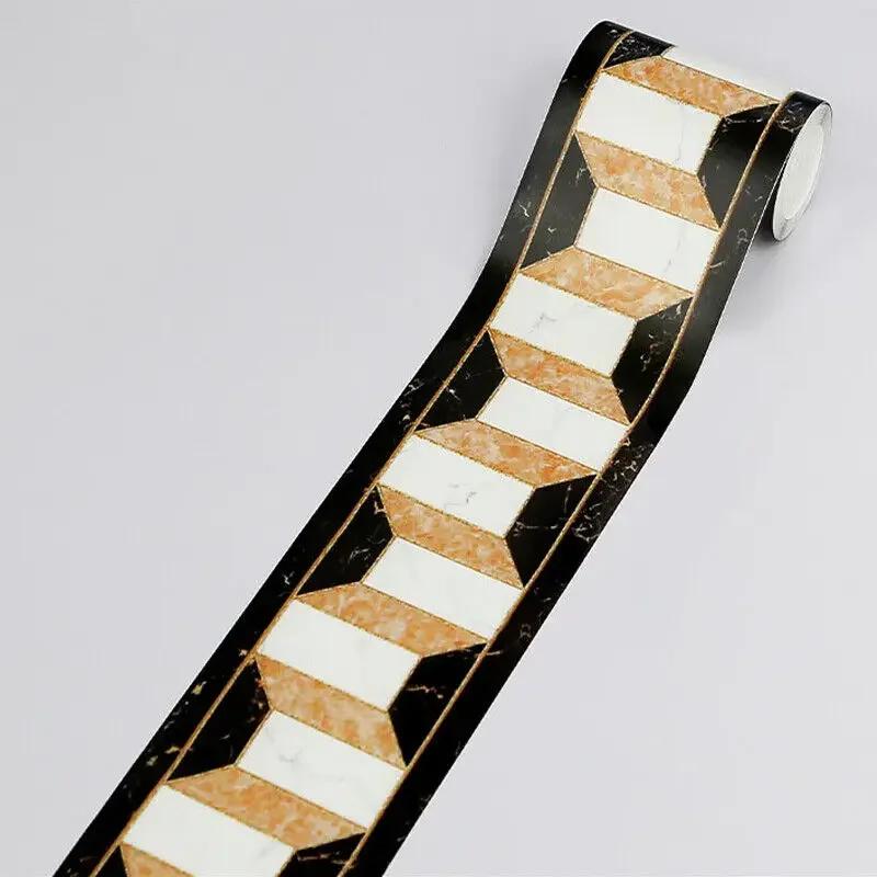 

10x500cm Border Wall Sticker Gold 3D Waterproof Tile Decal Waist Line Furniture Stickers Home Decor DIY Self -Adhesive