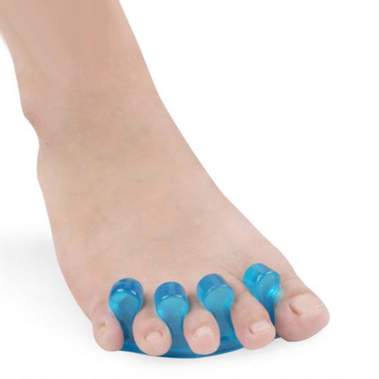 1 Pair Toe Separator for Overlapping Toes, 3-Hole Blue Gel Bunion Corrector, Soft SEBS Foot Spacer for Hallux Valgus, Toe Straightener for Women
