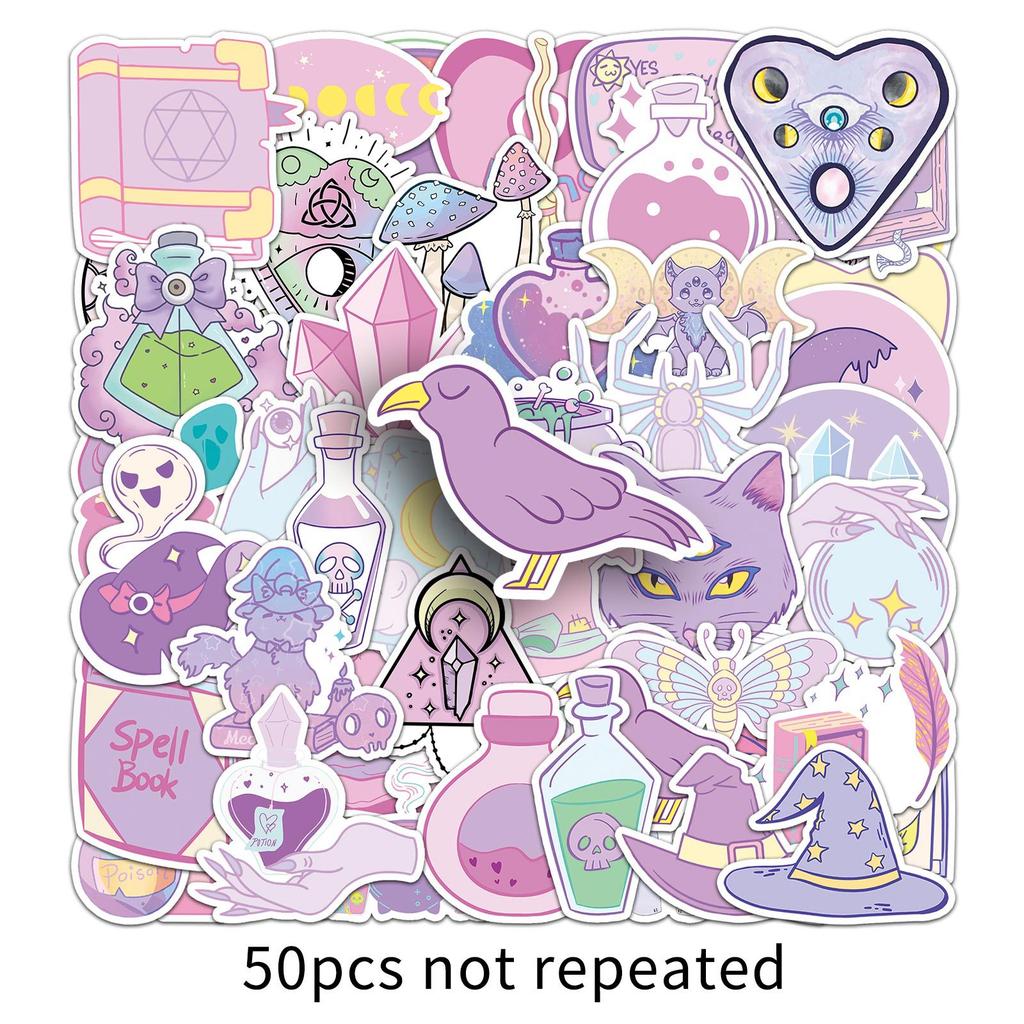 50 Pieces of Pastel Magic Graffiti Stickers Personalized Creative Witch Decoration Mobile Phone Computer Water Cup Stickers