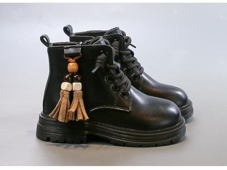 Girls' 2025 Autumn Princess Leather Short Boots - Stylish Medium & Large Children's Martin Boots