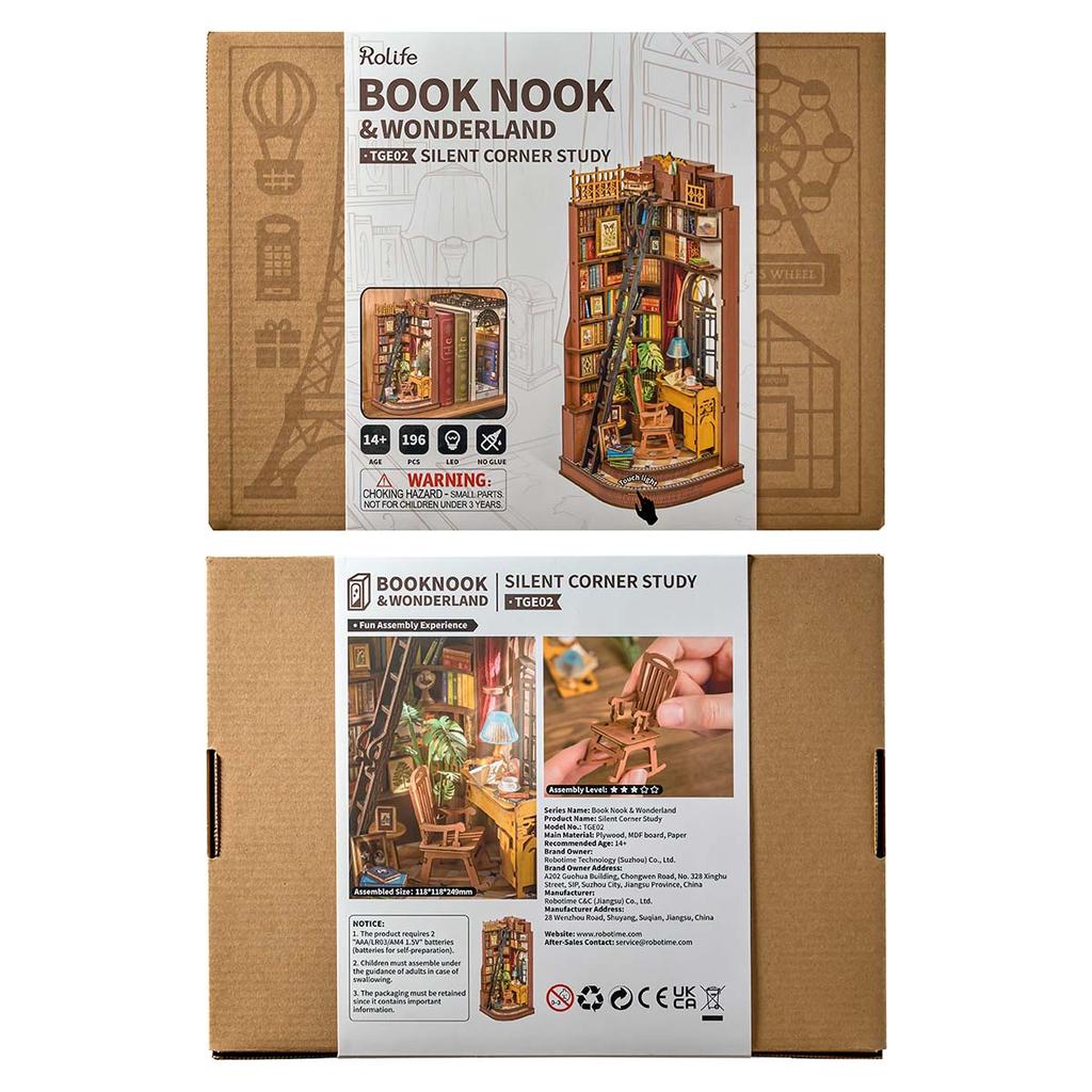 ROBOTIME Rolife 3D puzzle Silent Corner Study DIY Book Nook TGE02