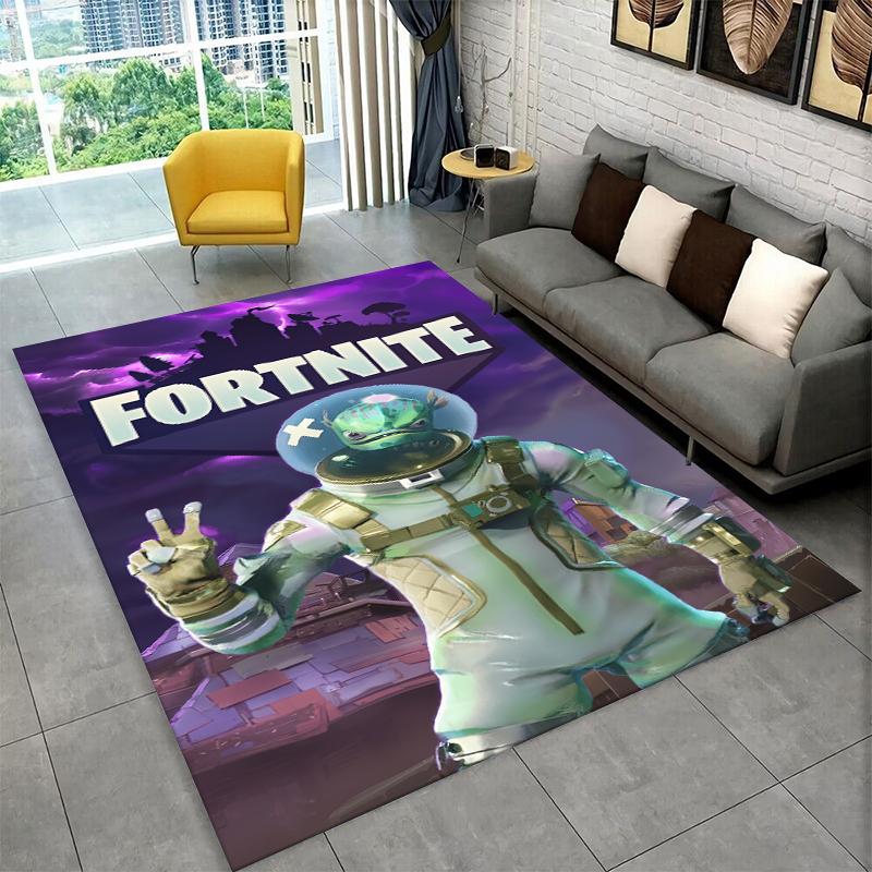 Kreslený F-Fortnite Hra Hráč Koberec Rohožka do Herny Ložnice Obývacího Pokojů Pohovka Domácí Dekorace, Dětský Koberec Protiskluzová Podlahová Rohožka