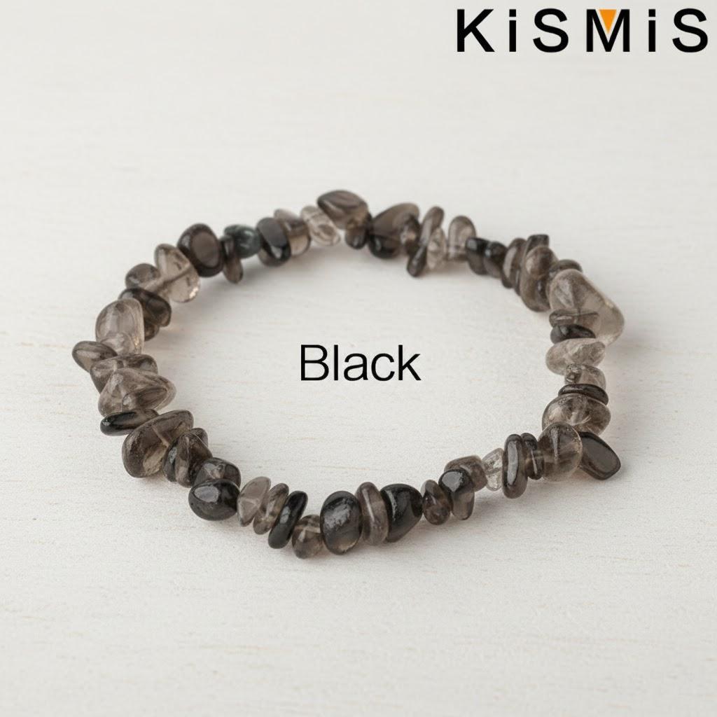 

Natural Crystal Gravel Bracelet for Women Irregular Stone Elastic Chain Stylish Jewelry Gift чёрный