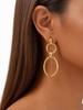 Chunky Multi-Ring Textured Earrings for Women 18K Gold-Plated Hollow Oval Stud Earrings Stainless Steel Jewellery Gift