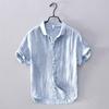 Sommer Baumwolle Tees Männer Chinesischen Stil Retro Kleidung Einfarbig Stehkragen V-ausschnitt Kurze Ärmel Tops & T-shirts Casual Atmungsaktive t-shirt