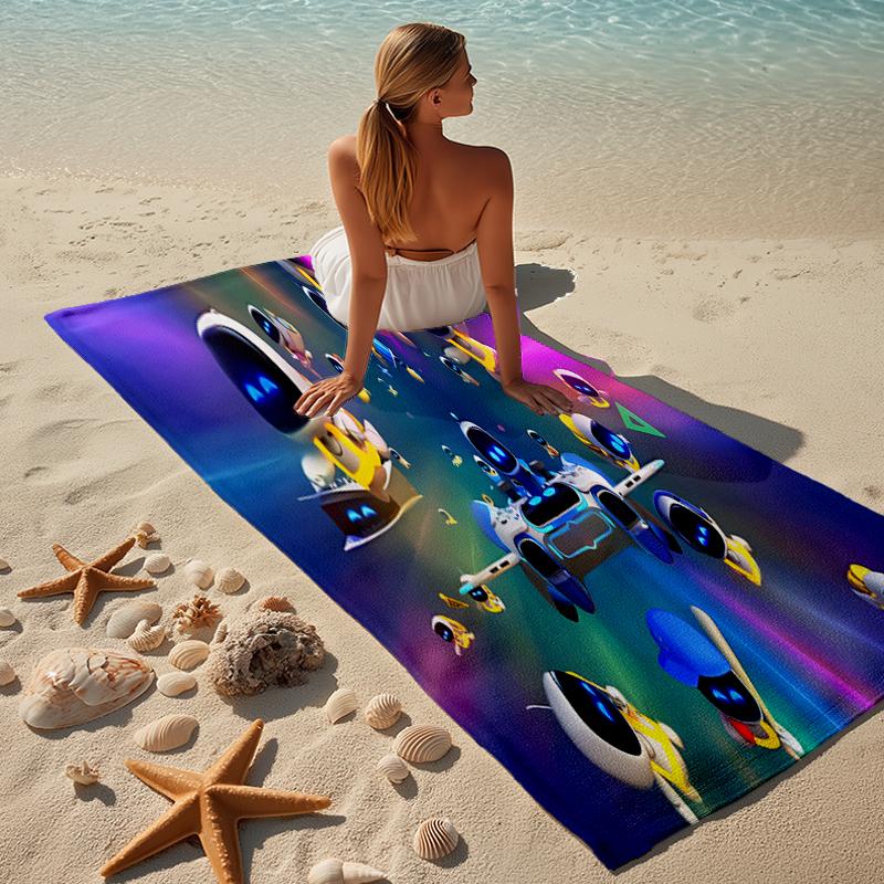 Beweis Strandtuch mit einem Astro Bot Muster - weich, saugfähig, schnelltrocknend, maschinenwaschbar - perfekt zum Schwimmen, Camping, Baden