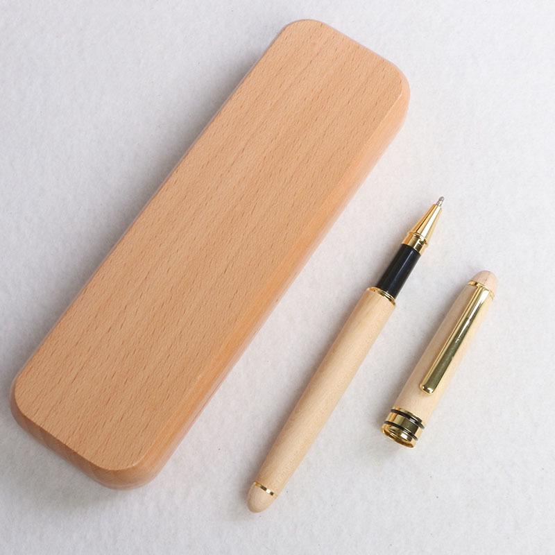 Engraved Maple & Beech Wood Pen Set: Creative Ballpoint and Fountain Pen with Gift Box