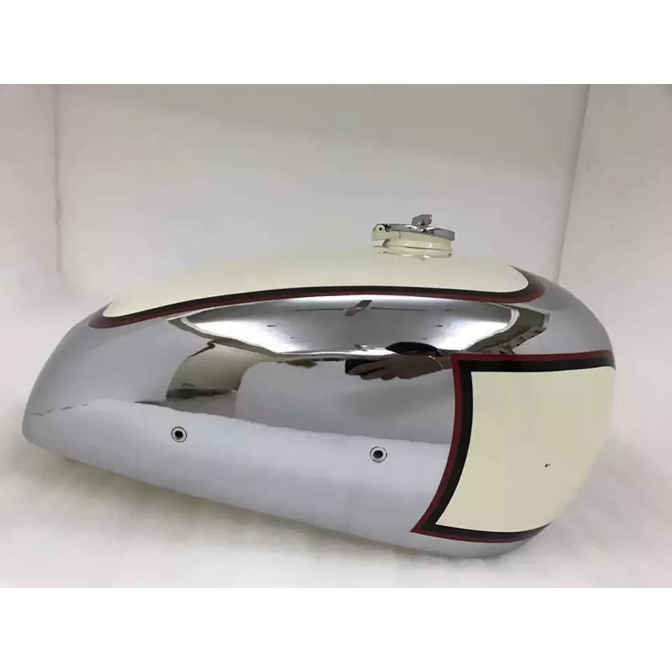 Panther M100 600CC Gas Fuel Petrol Tank Cream Ivory Painted and Chrome 1947-1953