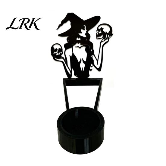 Black Cat Candle Stand Halloween Shadow Holder, Funny Pumpkin Ghost Bat Reaper Candlestick Decoration, Projection Metal Tea Light Stand, Vintage Scary
