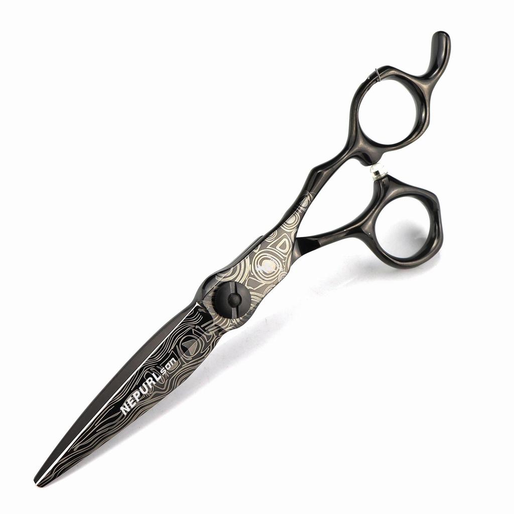 6.0-inch Black Napson Damascus Steel Hairdressing Thinning Scissors