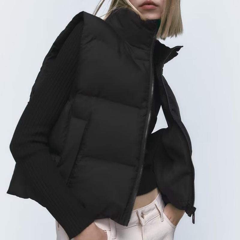 Nové Dámská Bunda Vesta Podzim Zima Péřová Bavlněná vycpaná vesta Dámské oblečení Krátká vesta bez rukávů Bunda Teplé kabáty