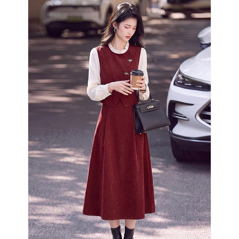Xinfeiyu Elegant Faux-Two-Piece A-Line Midi Dress