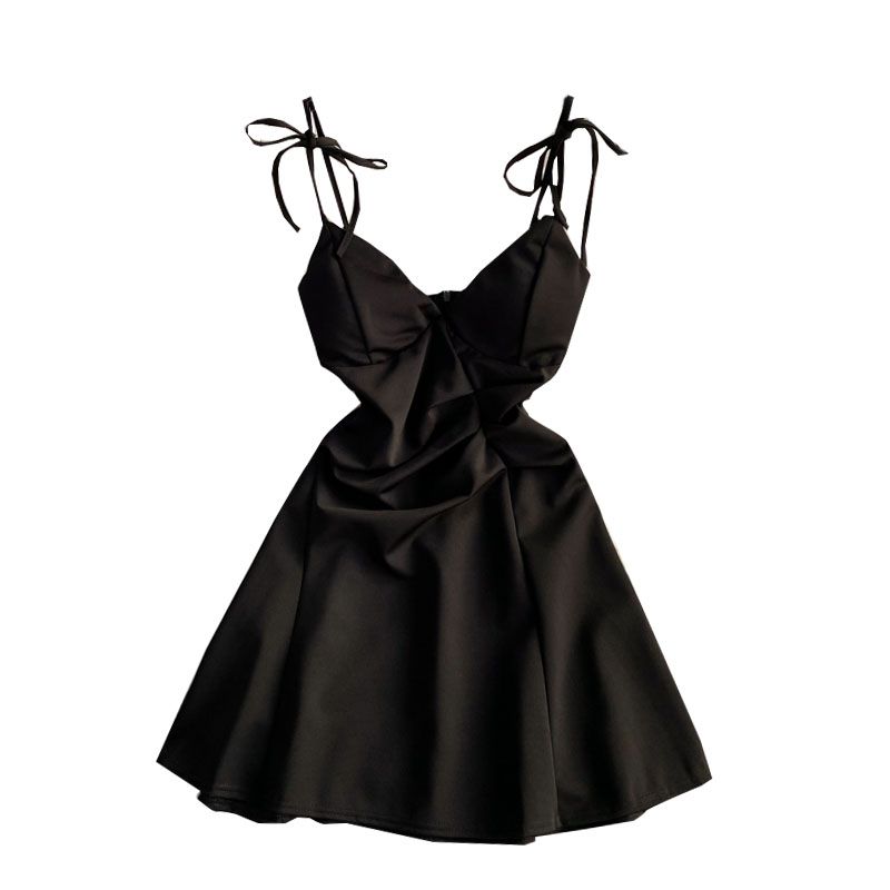 Summer Silm Backless Slip Dress A- line V Neck Dress