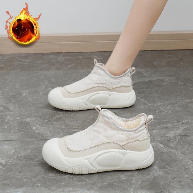 Cotton Shoes Winter New Style with Plush Versatile Warm Thick Soled Casual Snow Boots for Female Students