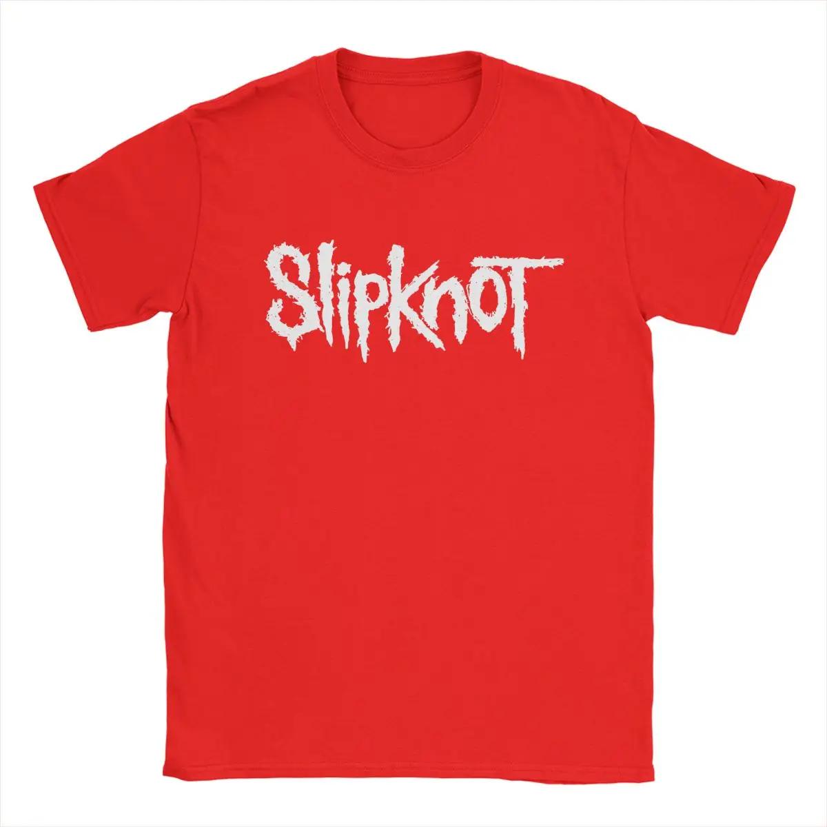 Comfortable season Slipknots-Logo T-shirt Heren Puur Katoen Nieuwigheid T-shirts Ronde Hals T-shirts Korte Mouw Tops Cadeau Idee L rood