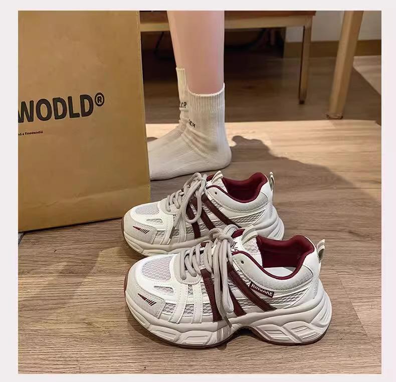 Retro Niche Thick-soled Dad Shoes for Women's 2025 Spring New Models Increase In Height, Versatile and Lightweight Casual Sports Shoes Show Small Feet