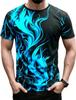 Fashionable Men's Trendy Short Sleeved Flame Series 3D Printed Street T-shirt Round Neck Casual Top