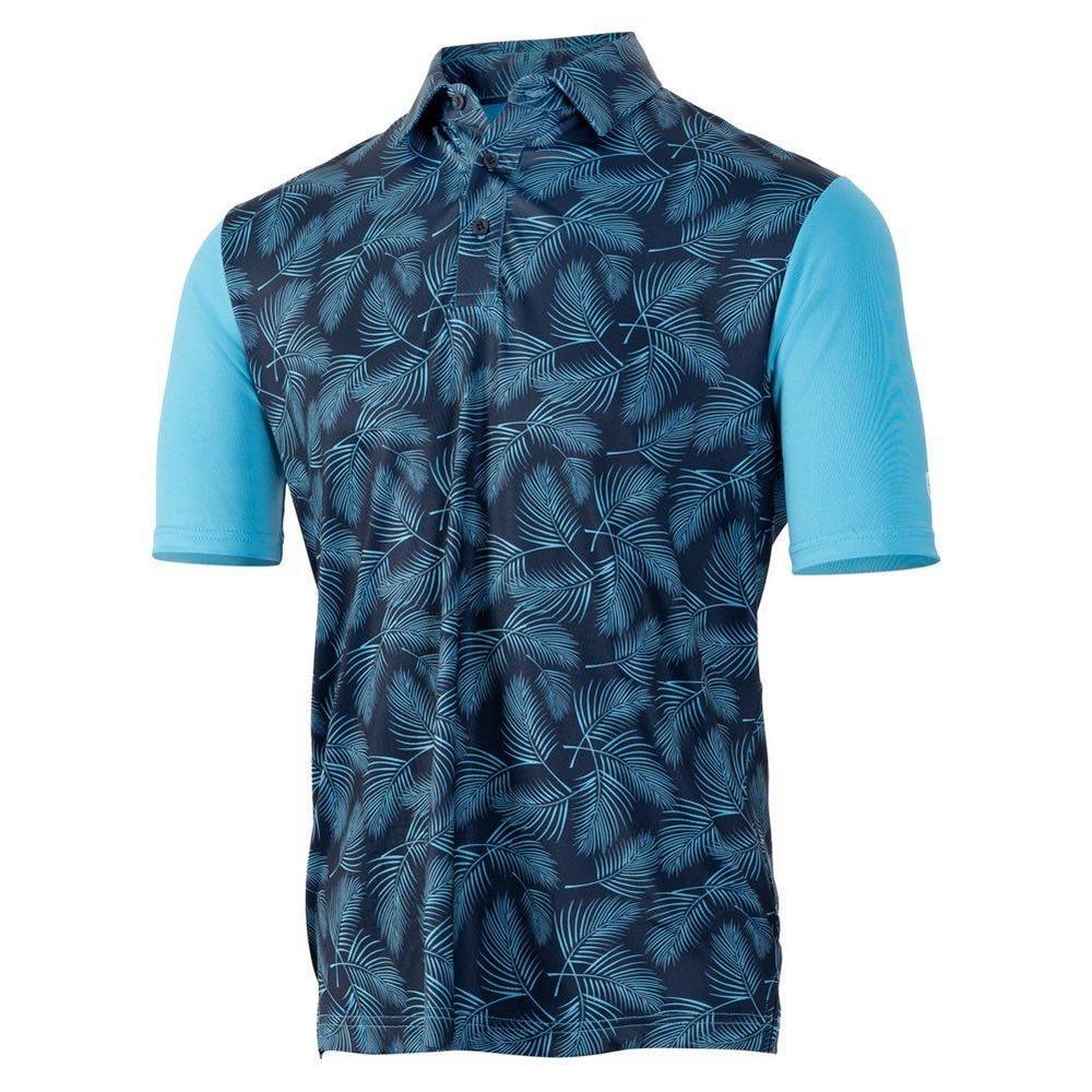 Island Green Mens Golf Tropical Leaves Polo Shirt