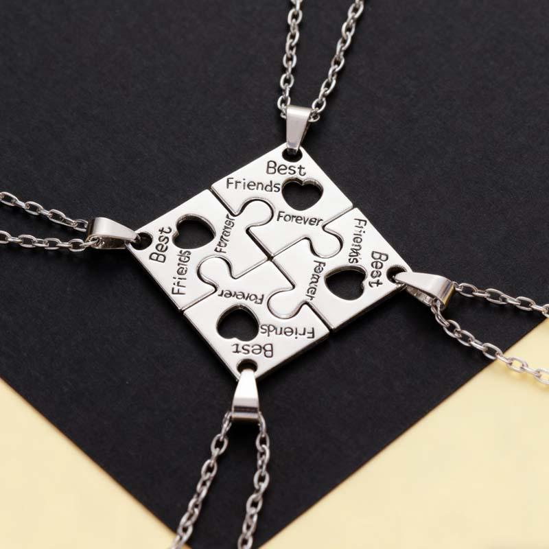 Sun Moon Stars Patchwork BFF Heart Necklace for Best Friends Forever