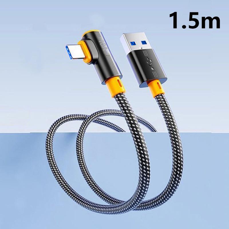 USB на Type-C Угловой Быстрозарядный Дата-кабель 240 Вт 1 шт. Прочный Шнур для Смартфонов, Ноутбуков и Автомобильной Зарядки A2
