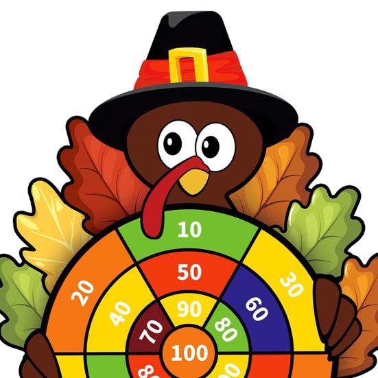 Thanksgiving Spiel Truthahn Dartscheibe Indoor Outdoor Party Spiel mit 6 Klettbällen und 8 Darts für Familien Erwachsene Aktivitäten Weihnachtsgeschenke