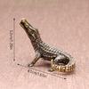 1x Antique Bronze Crocodile Miniature Figurines Vintage Brass Mini Alligator Statue Desk Ornaments Home Feng Shui Decor Crafts
