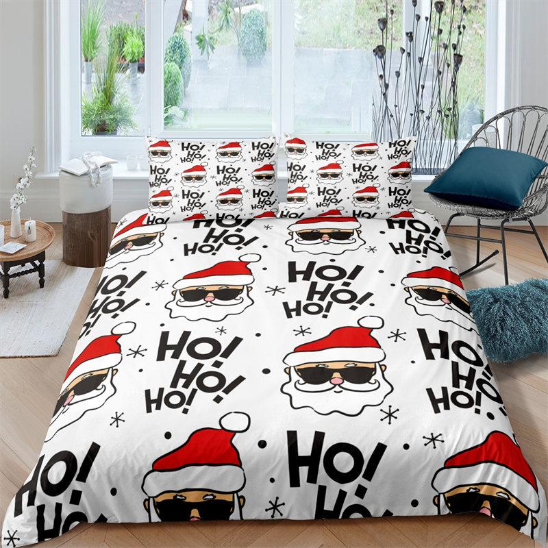 Cartoon Santa Claus Bedding Set King Queen Size Microfiber Christmas Dogs 3D Print Duvet Cover For Kids Pillowcases Home Textile