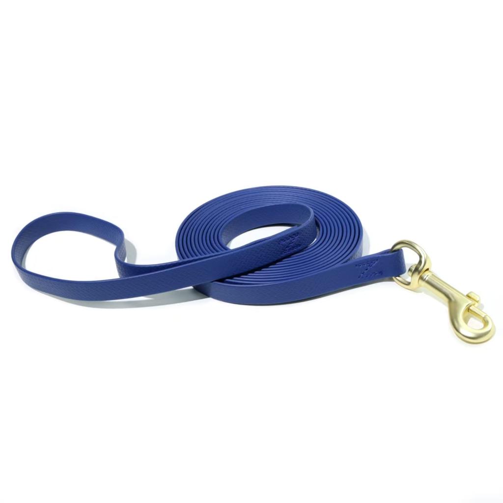 Bunte Wasserdichte PVC Hundeleine, Goldene Zinklegierung Schnalle, Langlebige Haustier-Geh-Trainingsleine in Blau/Orange/Dunkelblau