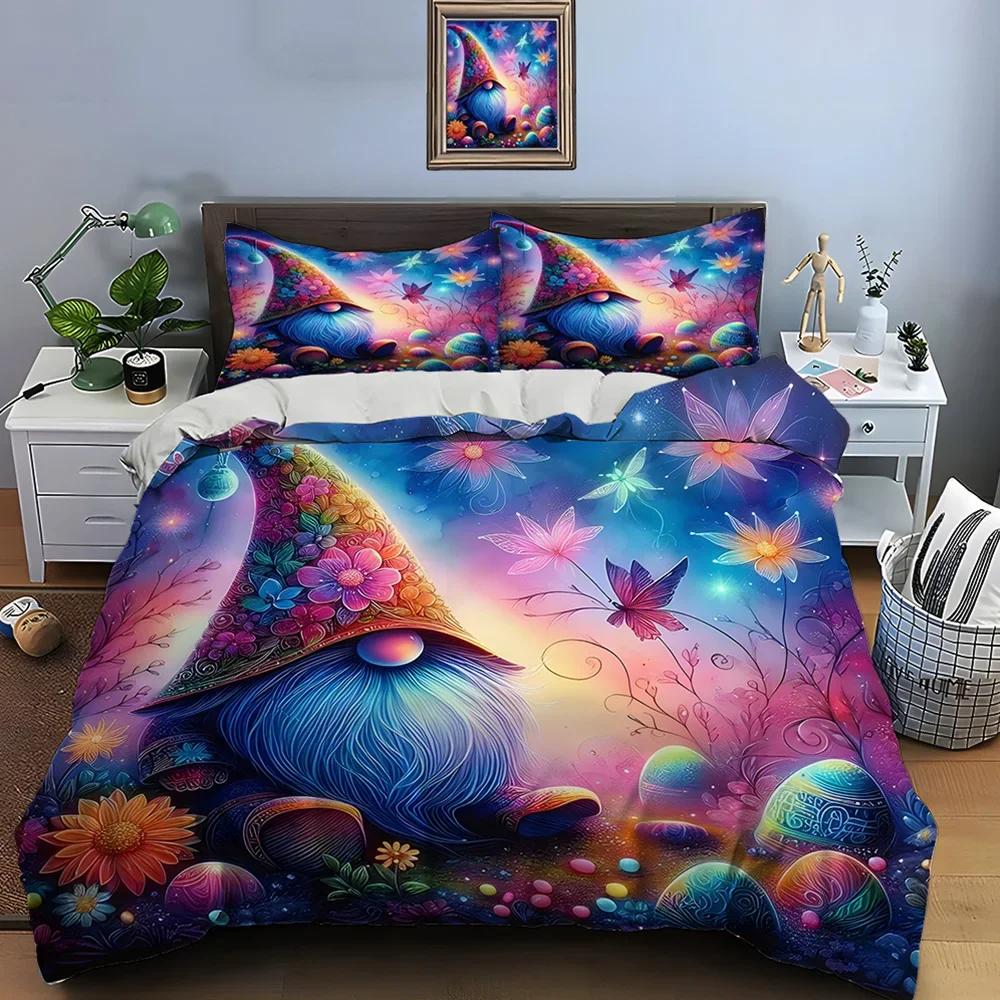 Christmas Gnome Print Bedding Set Duvet Cover 1 Duvet Cover 2 Pillowcases Adult And Children Bedding Set Luxury Holiday Gifts