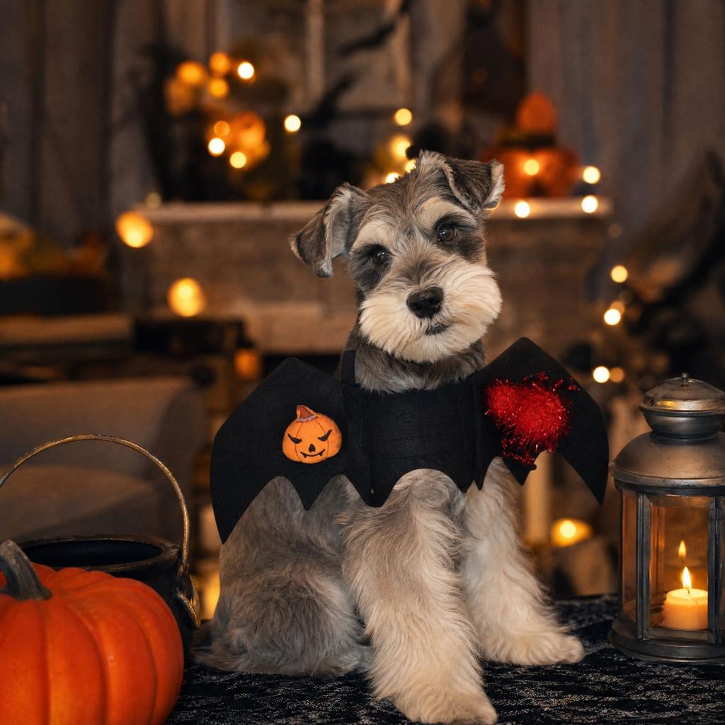 Pet Costume with Pumpkin Theme for Cats and Dogs Halloween Dress-Up Accessories