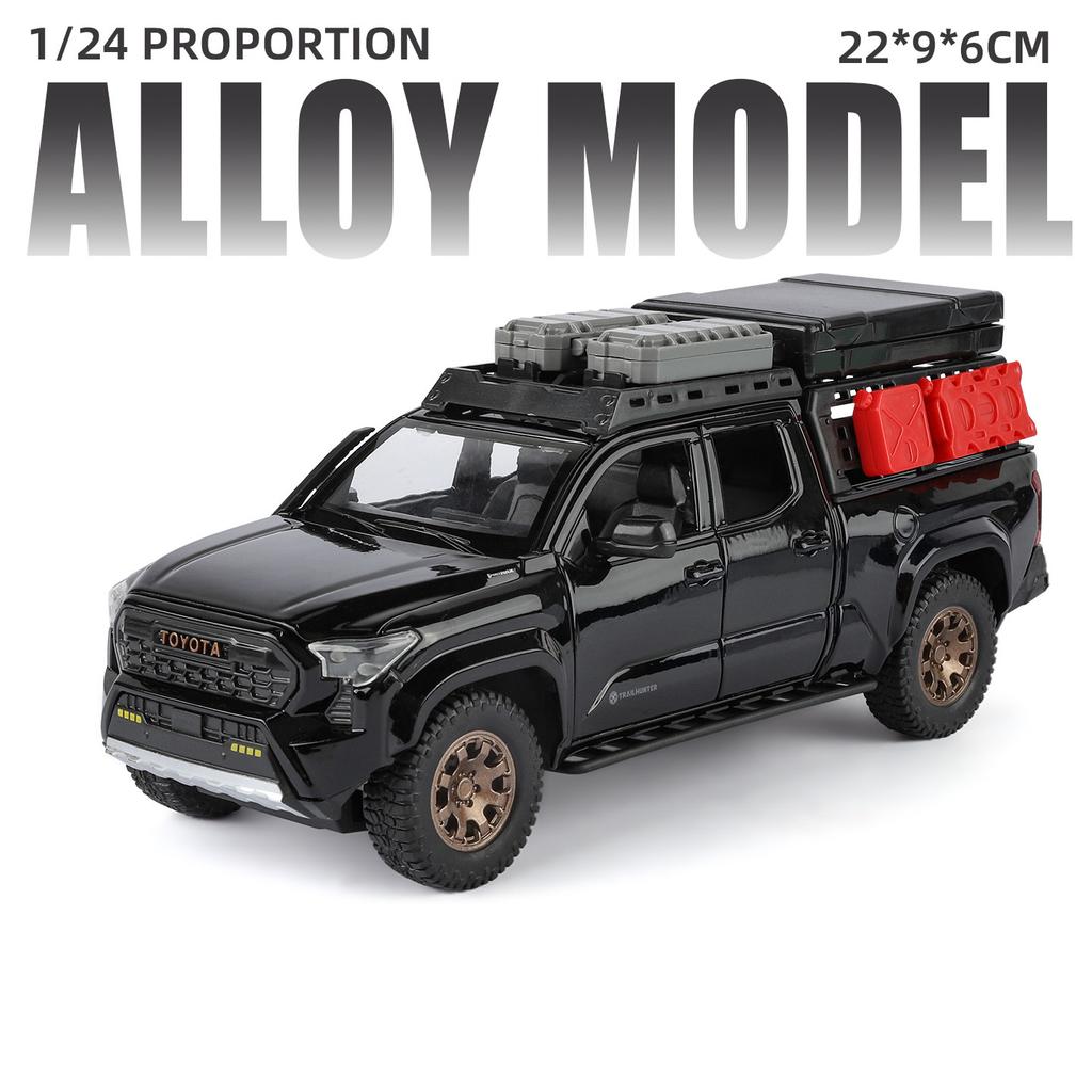 Reiseversion 1/24 TOYOTA Tacoma Legierung Pickup Automodell Diecast Metall Geländefahrzeuge Automodell Ton und Licht Kinderspielzeug Geschenk