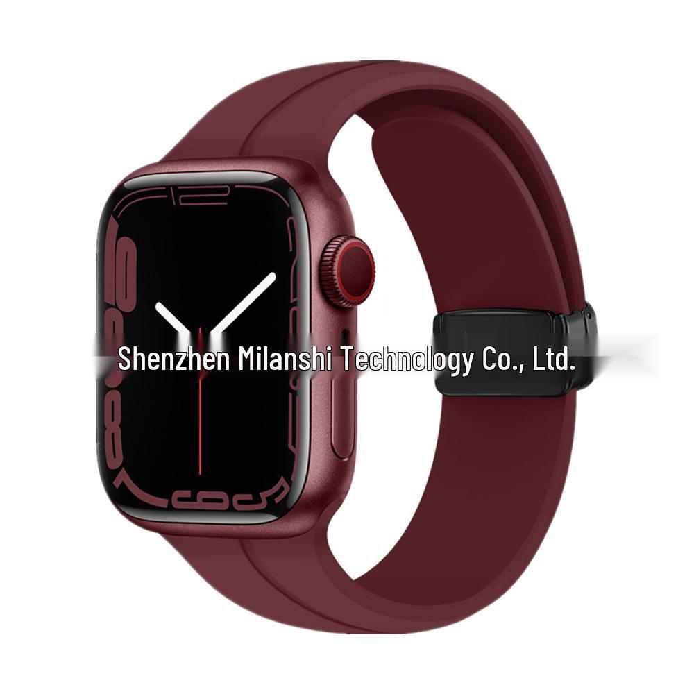 Magnetic Silicone Folding Buckle Band for Apple Watch & iWatch 6/7/8/9/10/SE/Ultra 2