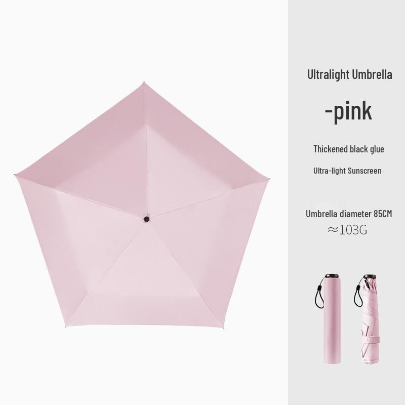 103g Carbon Fiber Mini Parasol - Black, UV-Protection, Folding Sunshade Umbrella for Women