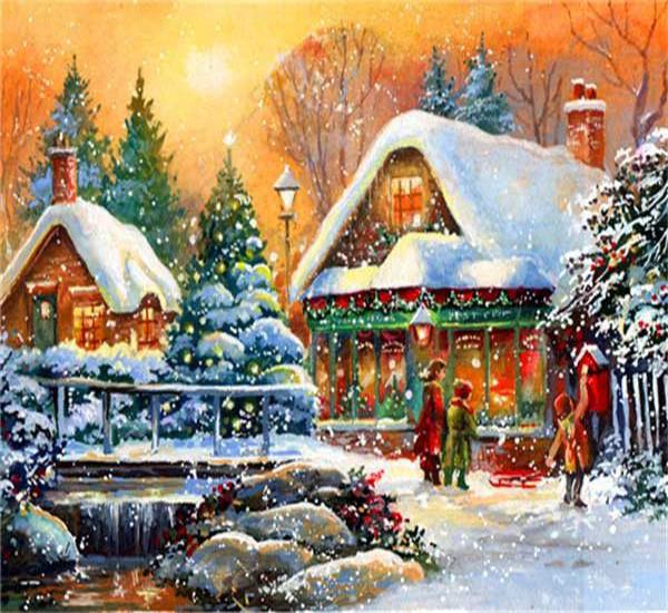 RUOPOTY Painting By Numbers Winter Landscape Hand Painted Art Gift DIY Picture By Number Christmas Kits Home Decoration