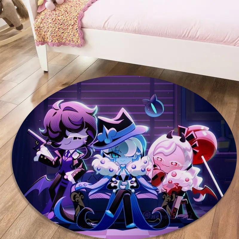 Cookie Run Kingdom Round Area Rug,Carpet Rug for Living Room Bedroom Sofa Playroom Decor,Non-slip Floor Mat20