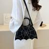 PU Leather Halloween Bag Bat Wing Halloween Crossbody Bag Punk Spider Web Shoulder Bag  Outdoor