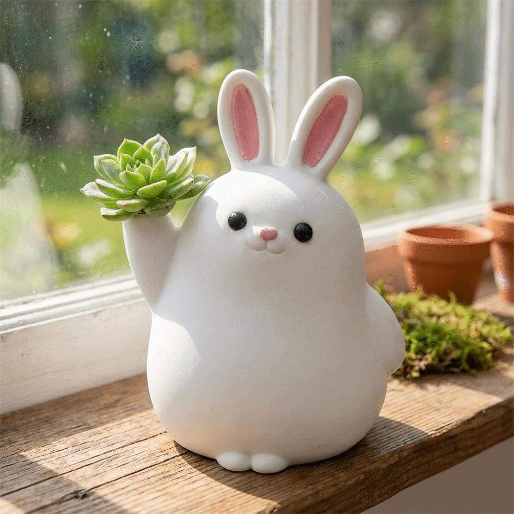 3D Printed Plastic Rabbit Vase Kawaii Small Flower Pot Cute Desktop Ornament  Bedroom