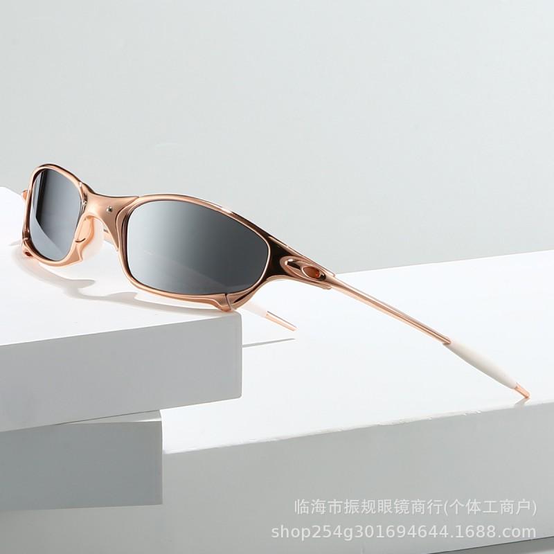 Rose Gold Frame Polarized Sunglasses Metal Future Style Outdoor Cycling Unisex