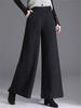 Damen Wollhose mit hohem Bund und weitem Bein - Schlankmachende, Stilvolle und Fließende Freizeithose
